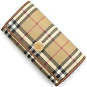 Burberry Halton Check Continental Bifold Wallet Beige Tan Brown